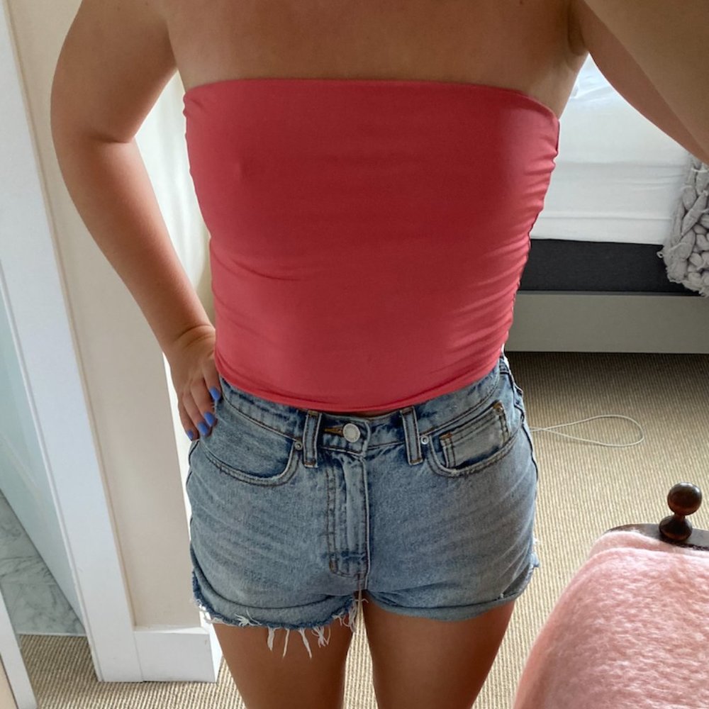 coral crop tube top